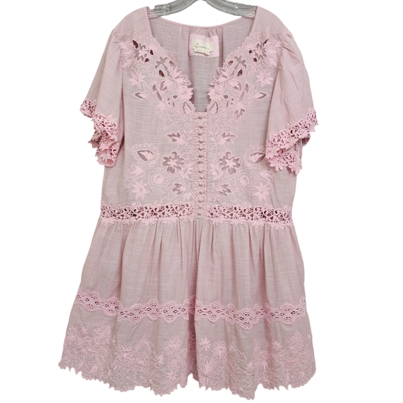 Nwot Anthropologie Lilac Pink Embroidered Lace  Shortsleeve Button up Mi… - Picture 17 of 17